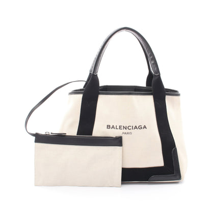 NAVY CABAS S ネイビーカバ ハンドバッグ トートバッグ キャンバス レザー アイボリー ブラック バレンシアガ