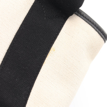 NAVY CABAS S ネイビーカバ ハンドバッグ トートバッグ キャンバス レザー アイボリー ブラック バレンシアガ