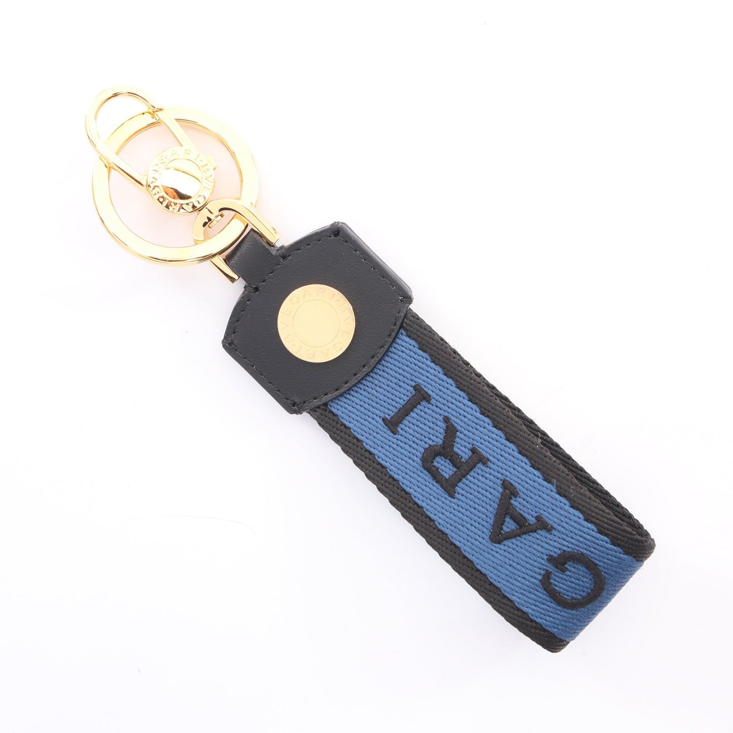 ブルガリ ブルガリ キーリング キーホルダー ファブリック レザー ブルー ブラック ブルガリ