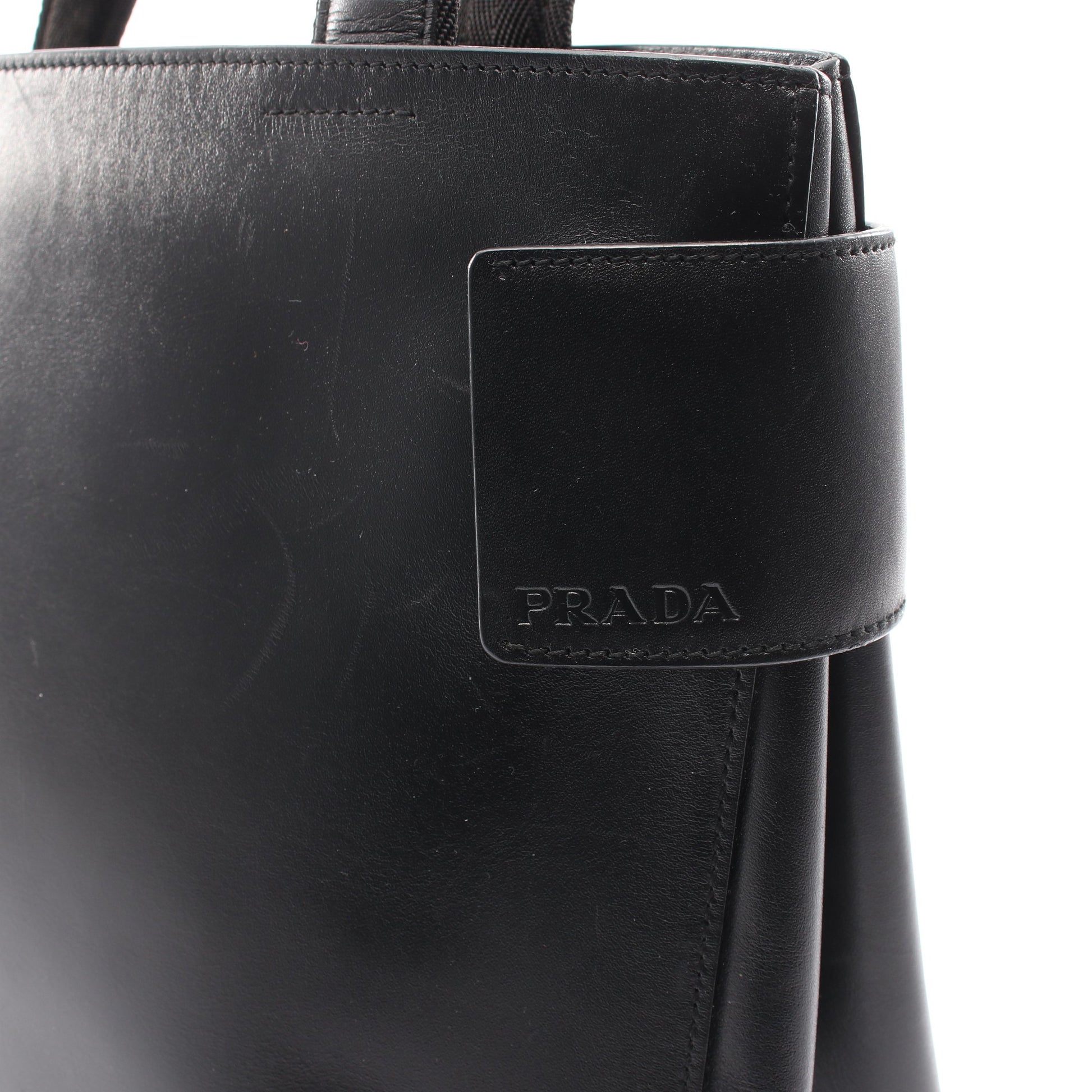 ロゴ ハンドバッグ トートバッグ レザー ブラック プラダ バッグ PRADA