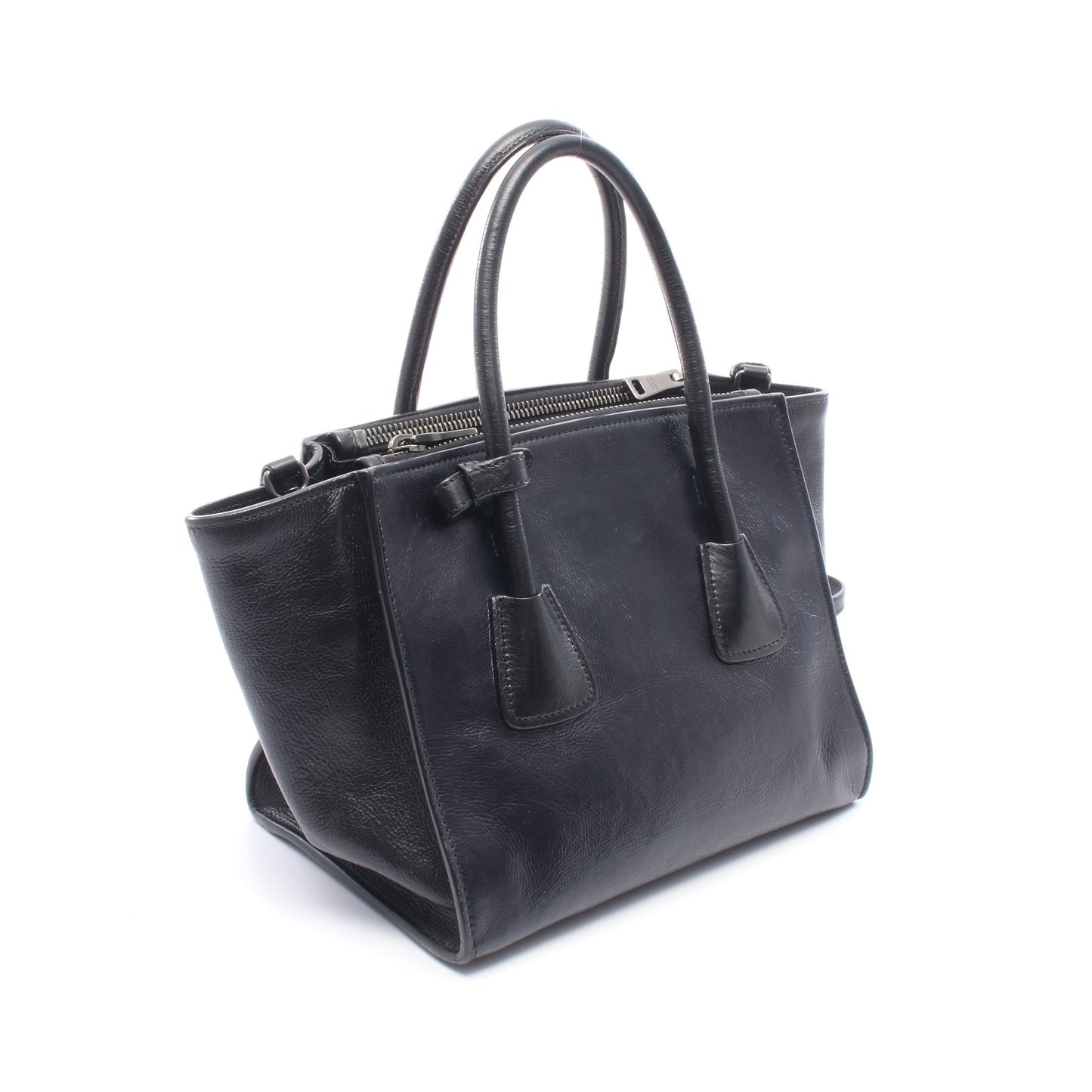 GLACE'CALF 2WAY ハンドバッグ レザー ブラック プラダ