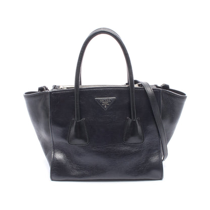 GLACE'CALF 2WAY ハンドバッグ レザー ブラック プラダ