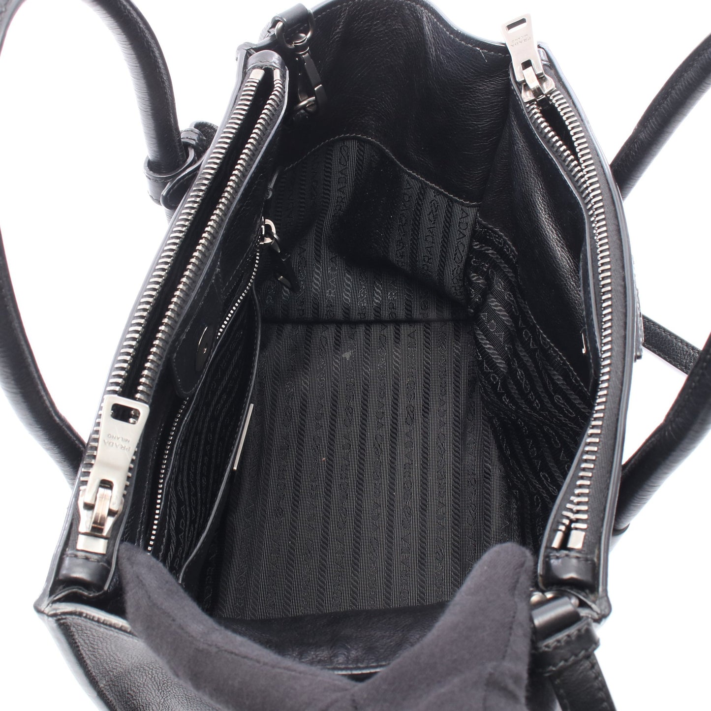 GLACE'CALF 2WAY ハンドバッグ レザー ブラック プラダ