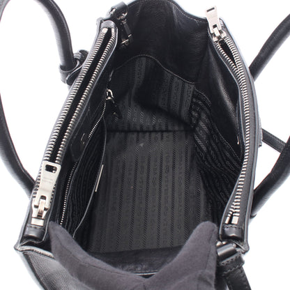 GLACE'CALF 2WAY ハンドバッグ レザー ブラック プラダ