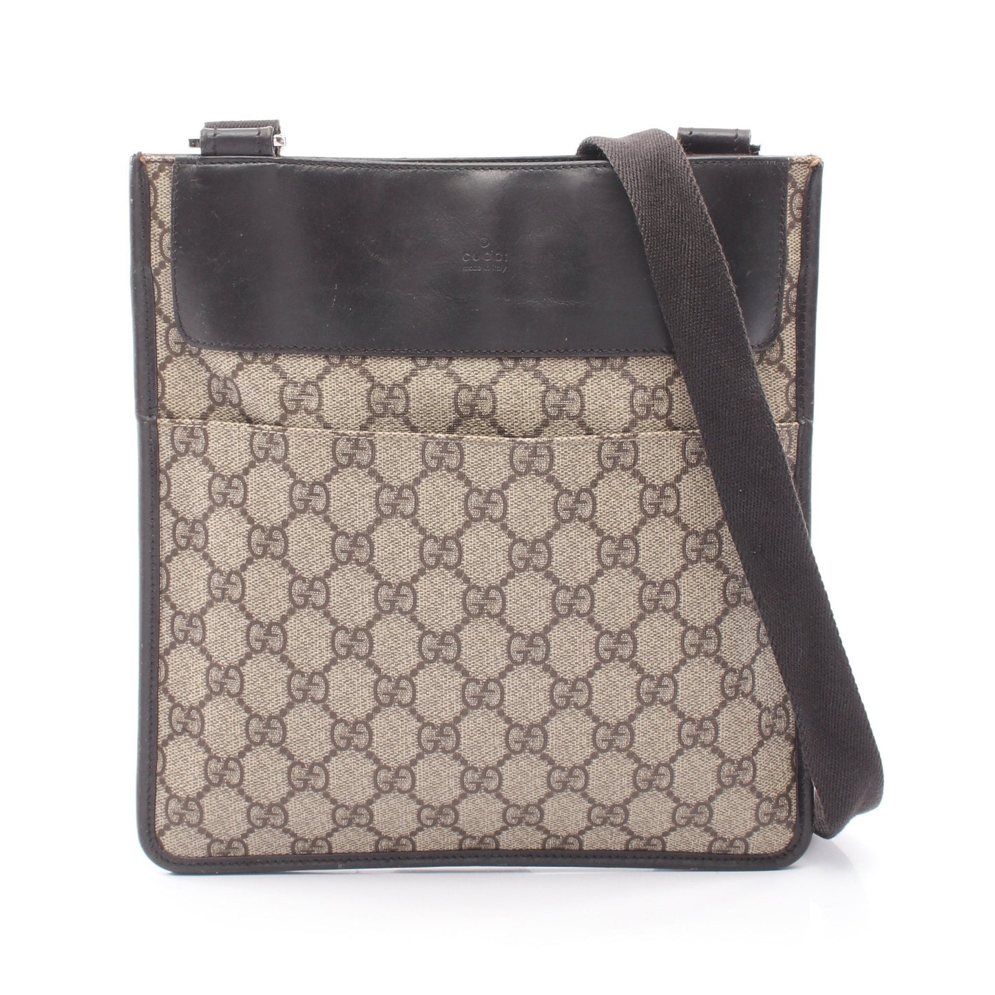 GGスプリーム ショルダーバッグ PVC レザー ベージュ ダークブラウン グッチ バッグ GUCCI