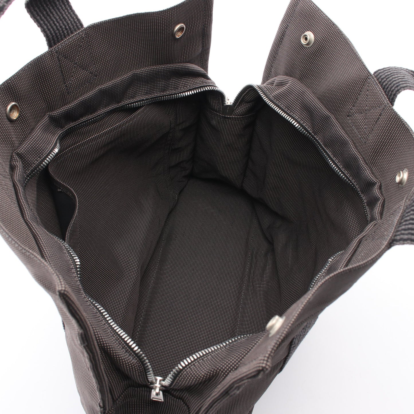 エールラインMM ハンドバッグ トートバッグ ナイロンキャンバス グレー シルバー金具 エルメス