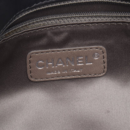 パリビザンス Wチェーンショルダーバッグ ラムスキン ブルーグレー シルバー金具 シャネル