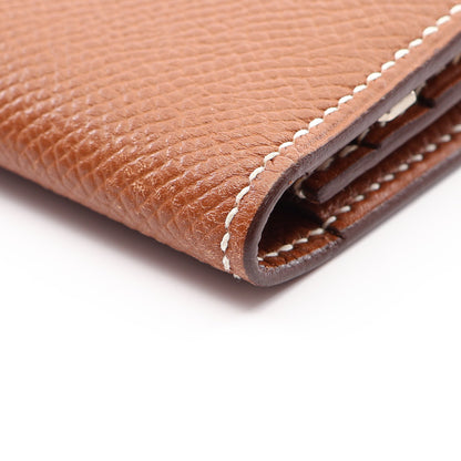 ベアンスフレ コニャック 二つ折り長財布 ヴォーエプソン ブラウン シルバー金具 □L刻印 エルメス