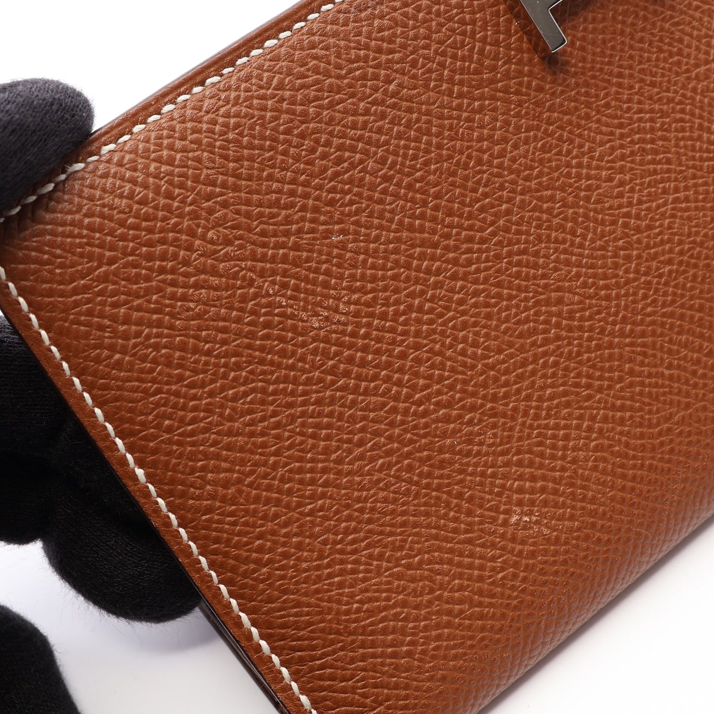 ベアンスフレ コニャック 二つ折り長財布 ヴォーエプソン ブラウン シルバー金具 □L刻印 エルメス