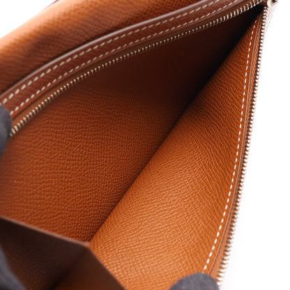 ベアンスフレ コニャック 二つ折り長財布 ヴォーエプソン ブラウン シルバー金具 □L刻印 エルメス