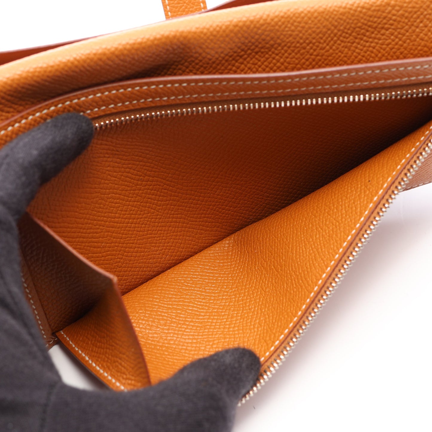 ベアンスフレ ゴールド 二つ折り長財布 ヴォーエプソン ブラウン シルバー金具 X刻印 エルメス