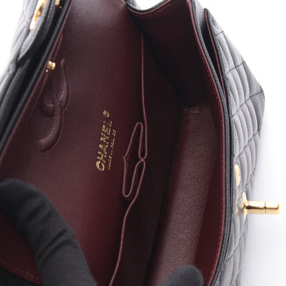 マトラッセ Wフラップ Wチェーンショルダーバッグ キャビアスキン ブラック ゴールド金具 シャネル バッグ CHANEL