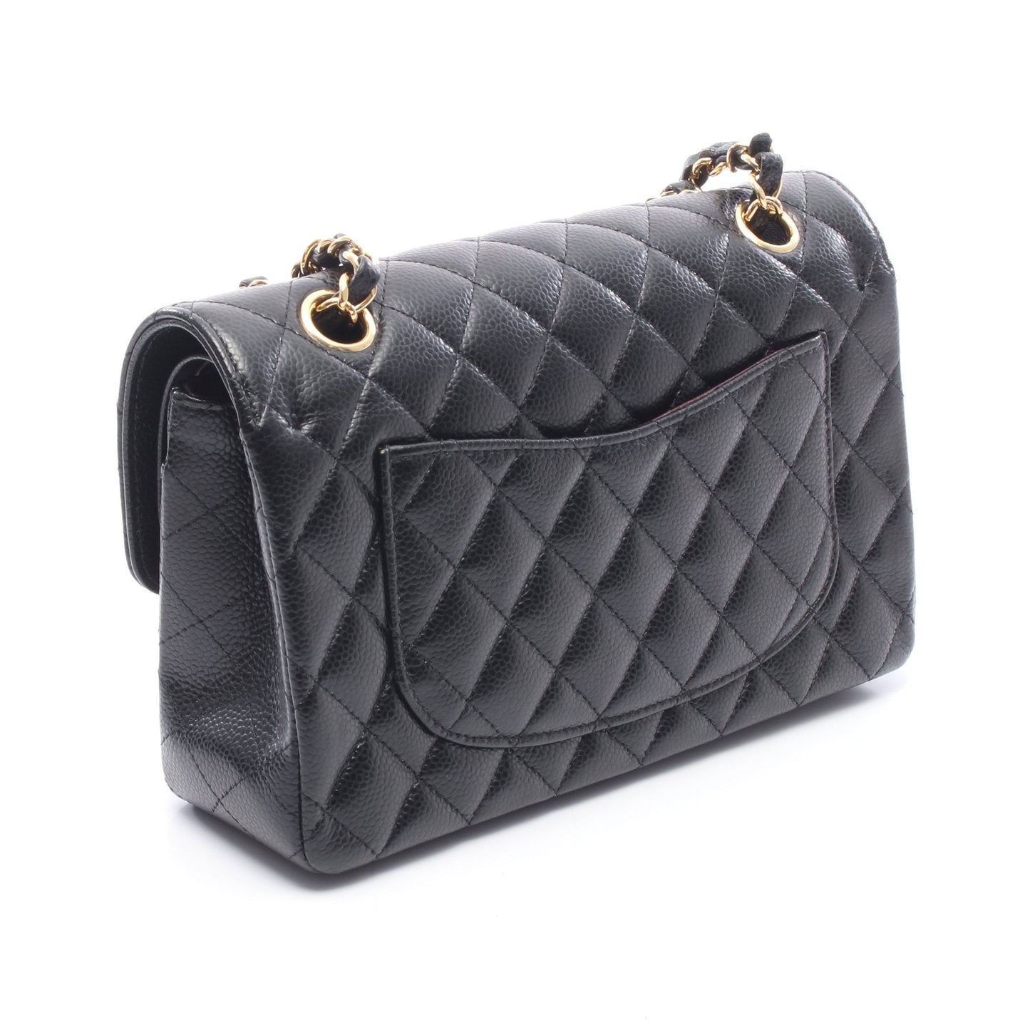 マトラッセ Wフラップ Wチェーンショルダーバッグ キャビアスキン ブラック ゴールド金具 シャネル バッグ CHANEL