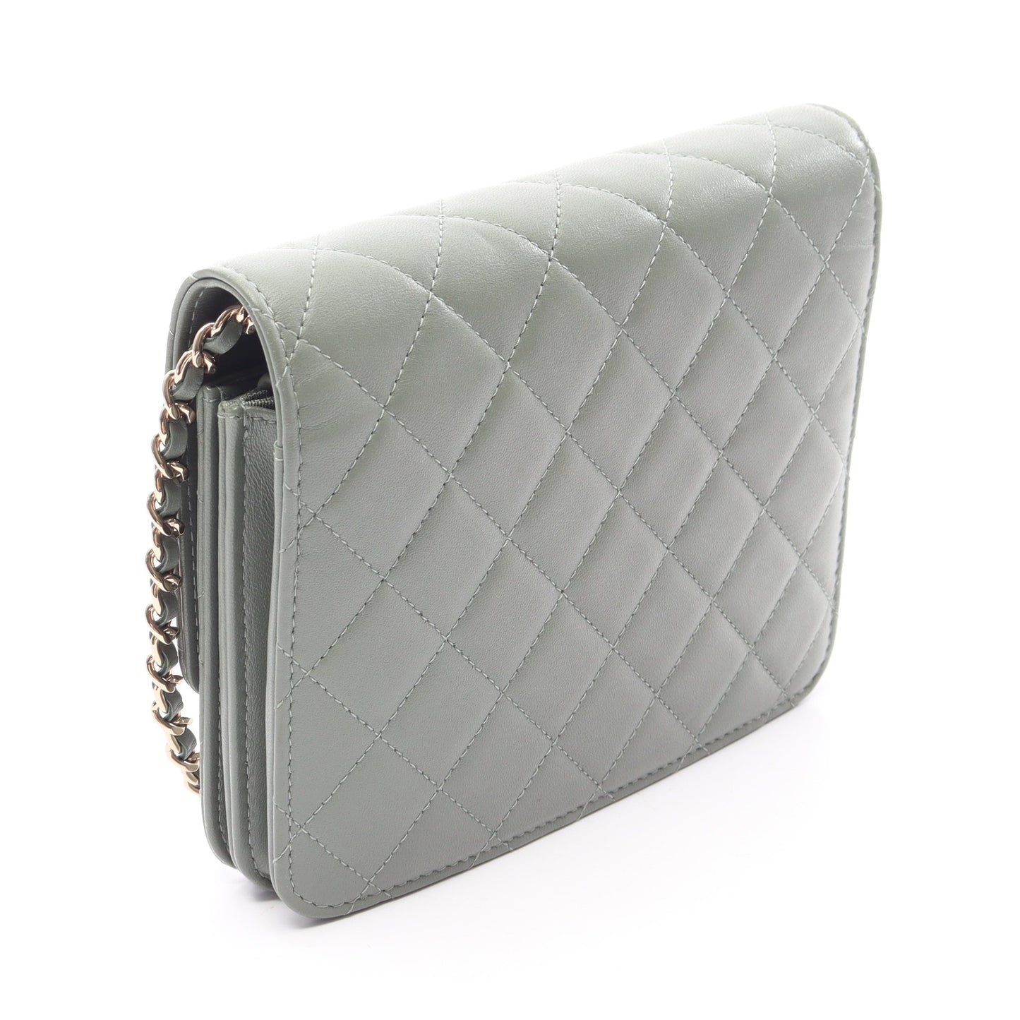 マトラッセ チェーンウォレット ラムスキン グレーグリーン ゴールド金具 シャネル バッグ CHANEL