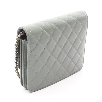 マトラッセ チェーンウォレット ラムスキン グレーグリーン ゴールド金具 シャネル バッグ CHANEL