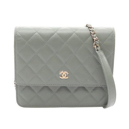 マトラッセ チェーンウォレット ラムスキン グレーグリーン ゴールド金具 シャネル バッグ CHANEL