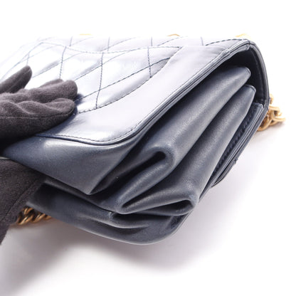 マトラッセ 2WAY チェーンショルダーバッグ レザー ネイビー ゴールド金具 シャネル バッグ CHANEL