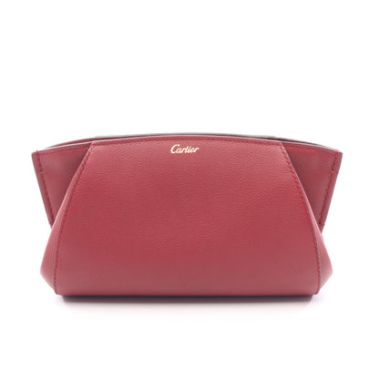 Cドゥ クラッチバッグ レザー ボルドー カルティエ バッグ Cartier