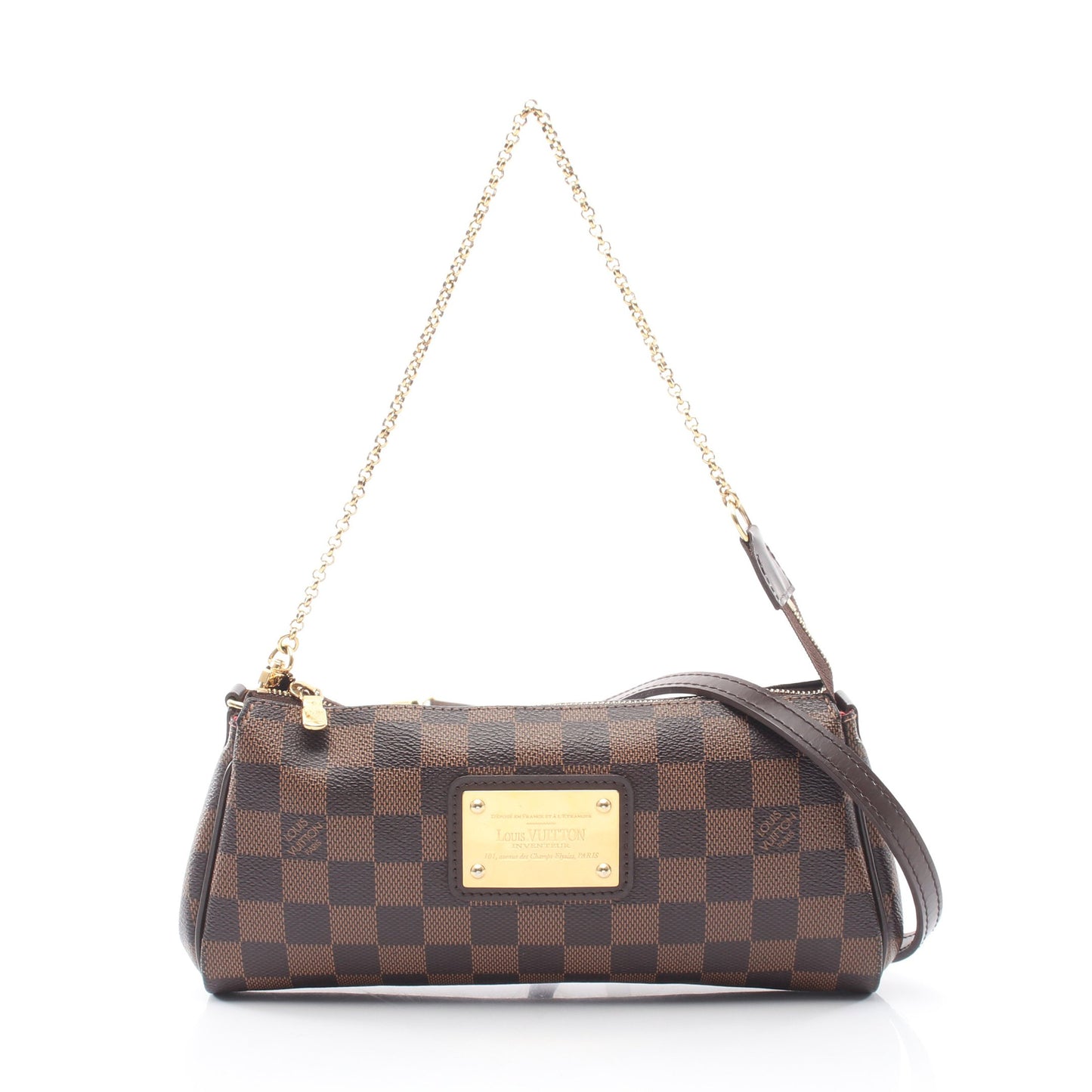 エヴァ ダミエエベヌ チェーンハンドバッグ PVC レザー ブラウン ルイヴィトン バッグ LOUIS VUITTON