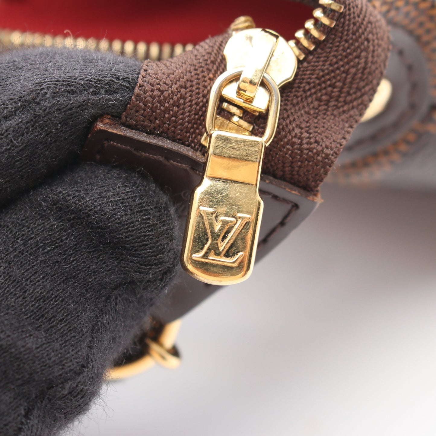 エヴァ ダミエエベヌ チェーンハンドバッグ PVC レザー ブラウン ルイヴィトン バッグ LOUIS VUITTON