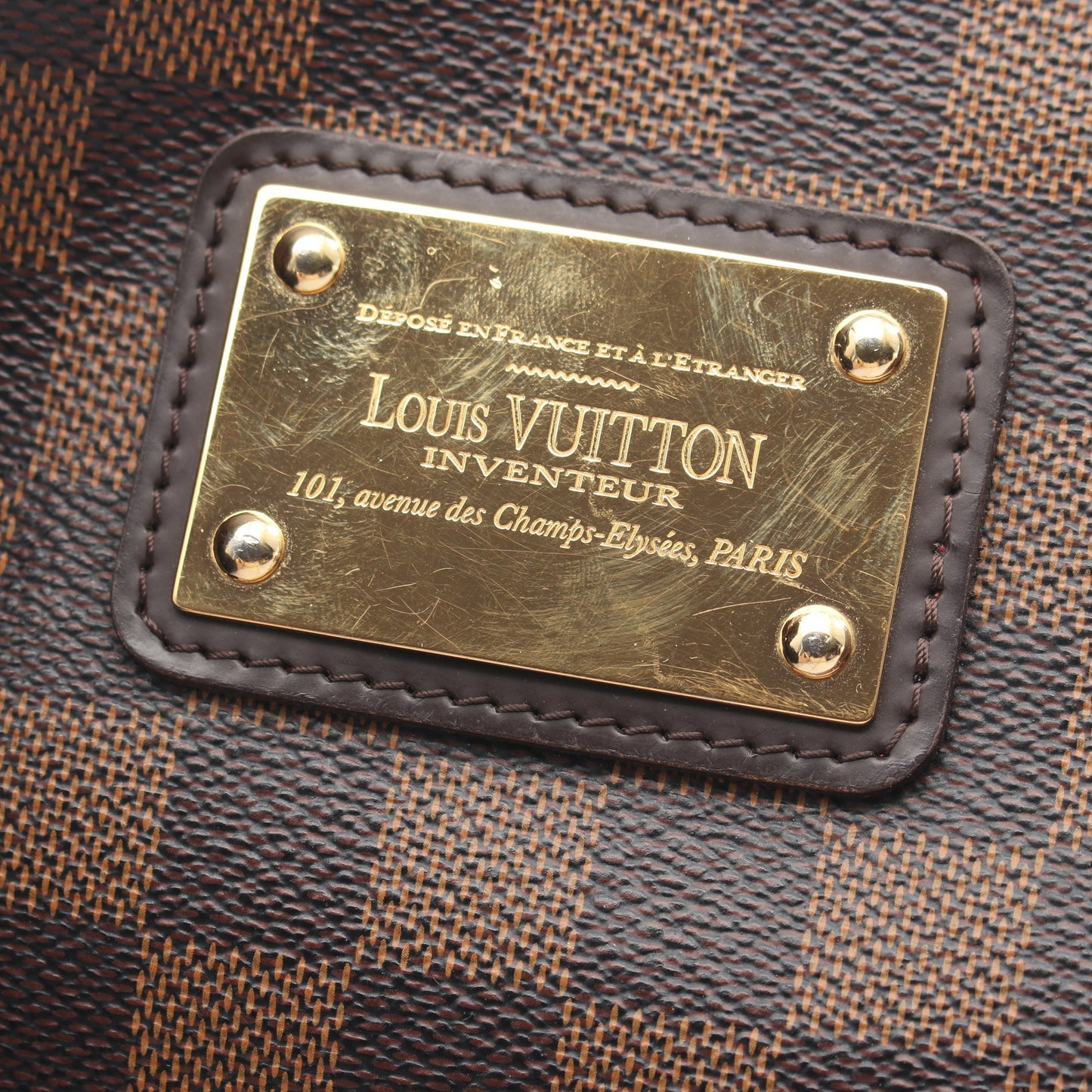 エヴァ ダミエエベヌ チェーンハンドバッグ PVC レザー ブラウン ルイヴィトン バッグ LOUIS VUITTON