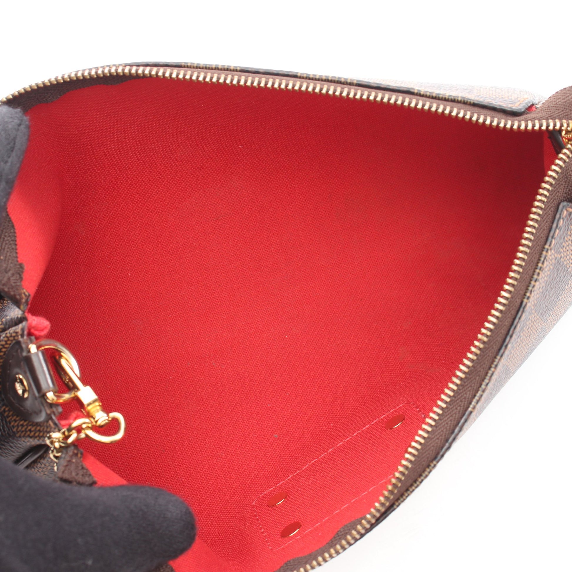エヴァ ダミエエベヌ チェーンハンドバッグ PVC レザー ブラウン ルイヴィトン バッグ LOUIS VUITTON