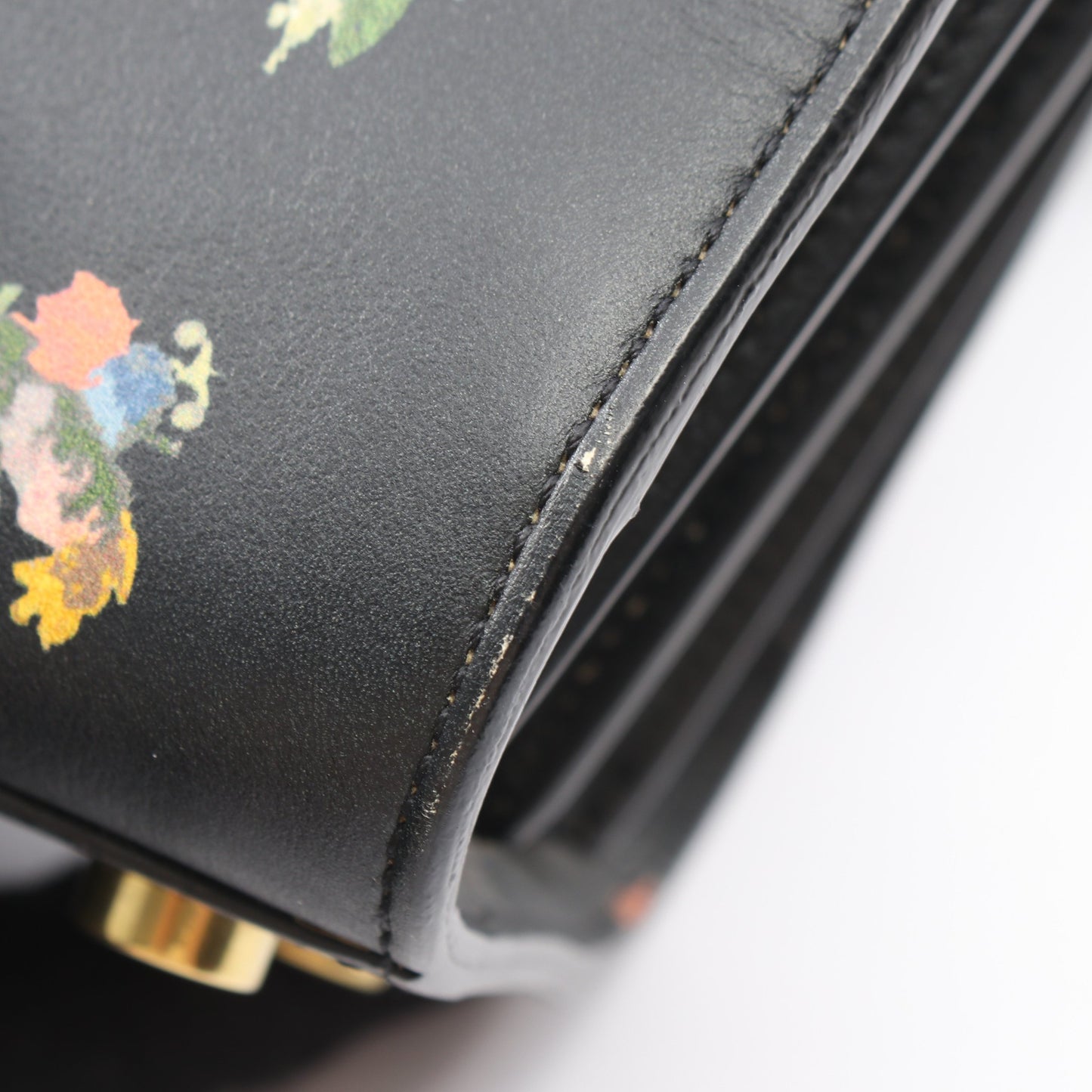 サック ド ジュール ナノ フラワープリント 2WAY ハンドバッグ レザー ブラック マルチカラー サンローランパリ バッグ SAINT LAURENT PARIS
