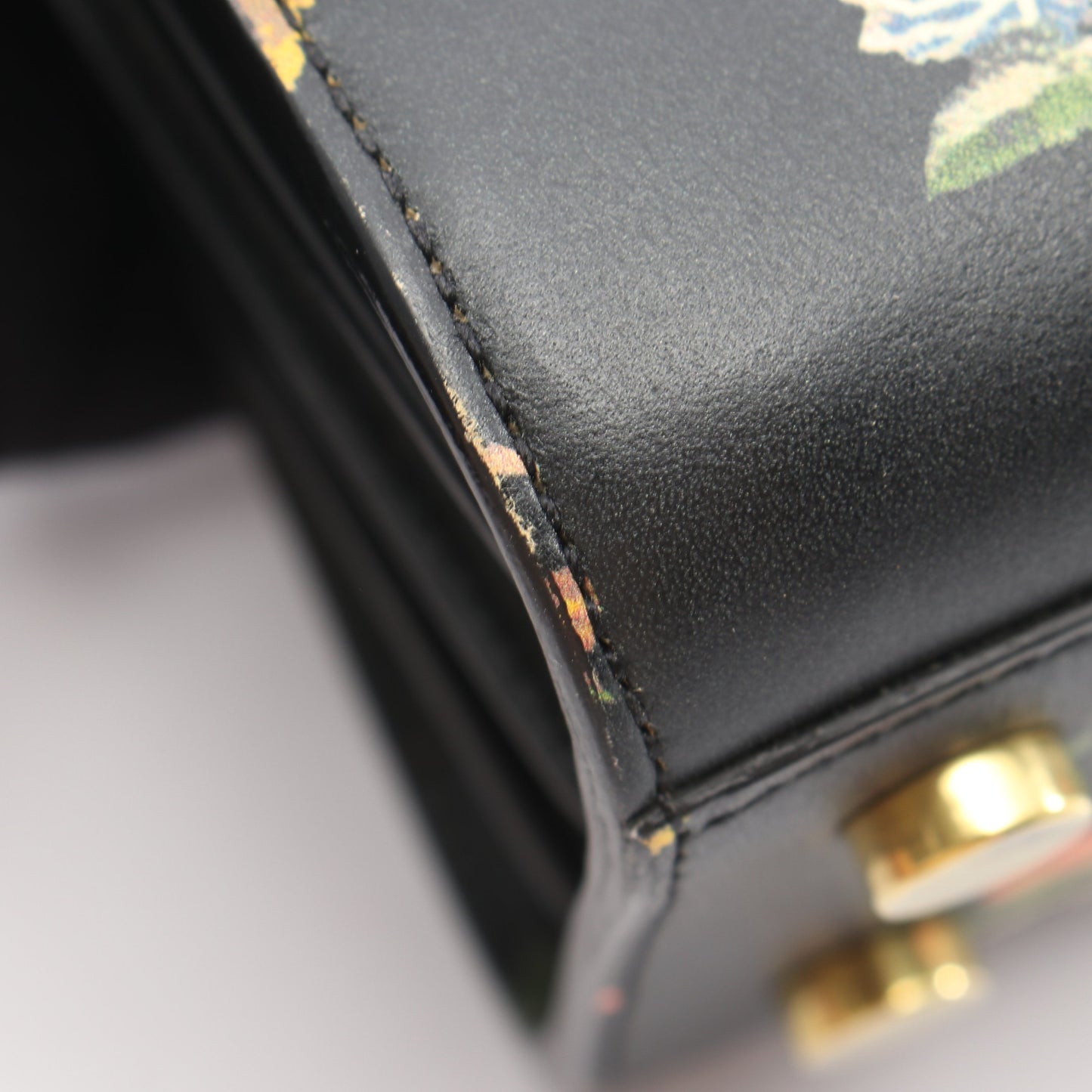 サック ド ジュール ナノ フラワープリント 2WAY ハンドバッグ レザー ブラック マルチカラー サンローランパリ バッグ SAINT LAURENT PARIS