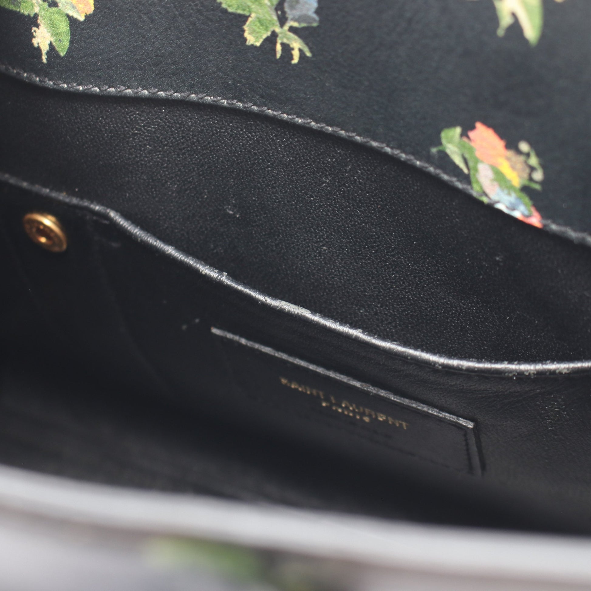 サック ド ジュール ナノ フラワープリント 2WAY ハンドバッグ レザー ブラック マルチカラー サンローランパリ バッグ SAINT LAURENT PARIS