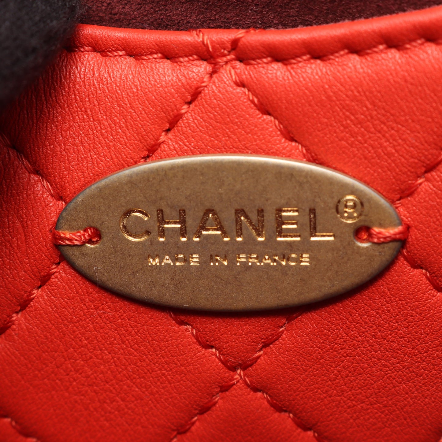 マトラッセ チェーンショルダーバッグ ラムスキン オレンジレッド ゴールド金具 シャネル バッグ CHANEL