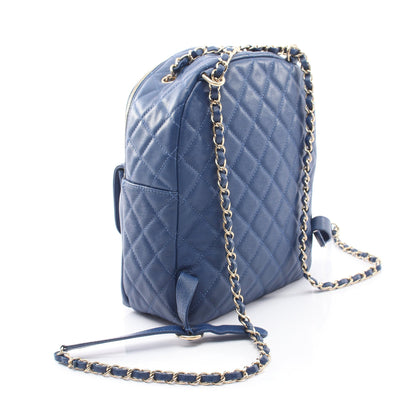 マトラッセ バックパック リュックサック キャビアスキン ブルー ゴールド金具 シャネル バッグ CHANEL