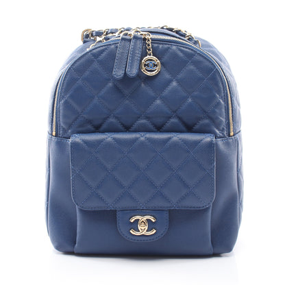 マトラッセ バックパック リュックサック キャビアスキン ブルー ゴールド金具 シャネル バッグ CHANEL