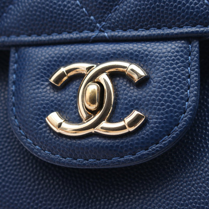 マトラッセ バックパック リュックサック キャビアスキン ブルー ゴールド金具 シャネル バッグ CHANEL