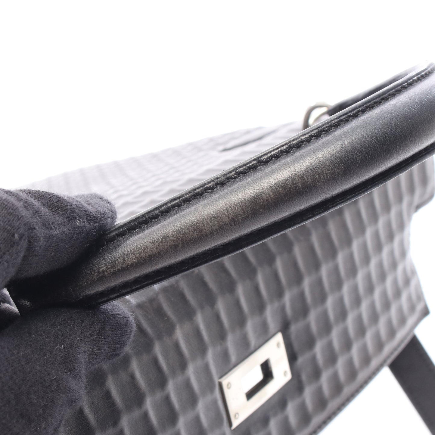 ケリー32 外縫い 2WAY ハンドバッグ ドゥイッチ ブラック シルバー金具 □G刻印 エルメス バッグ HERMES