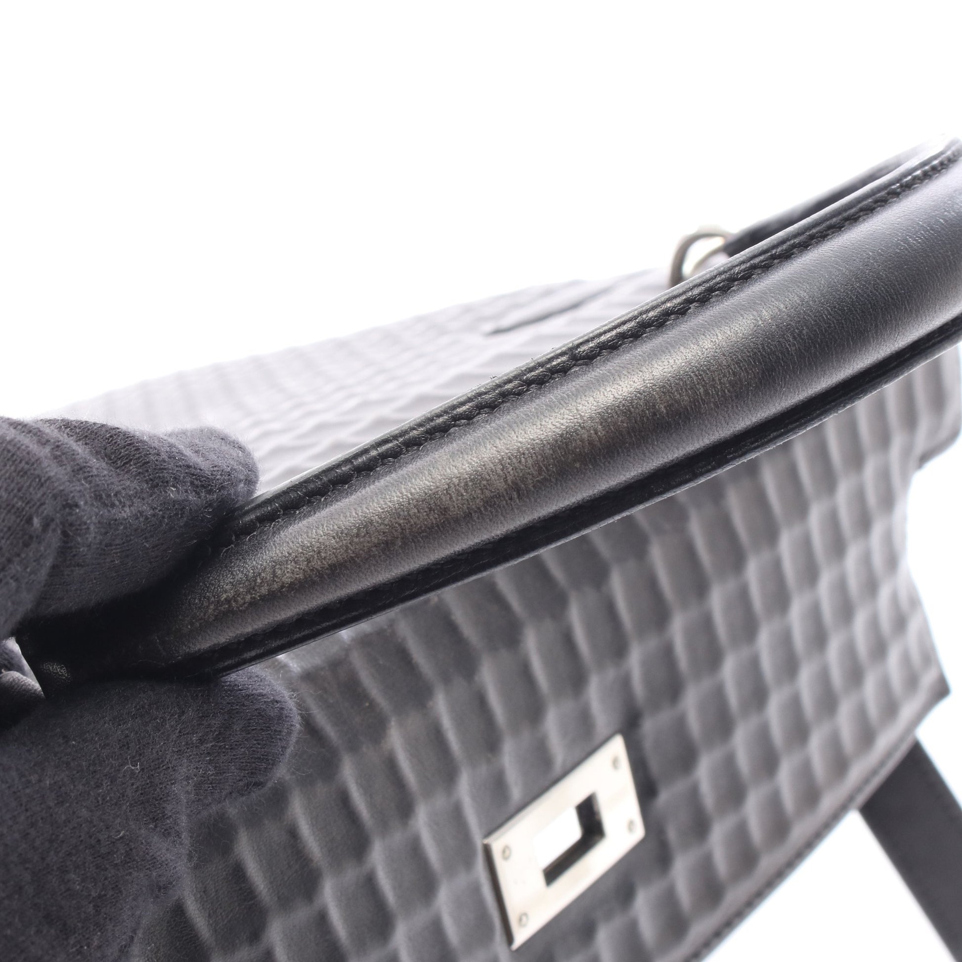 ケリー32 外縫い 2WAY ハンドバッグ ドゥイッチ ブラック シルバー金具 □G刻印 エルメス バッグ HERMES