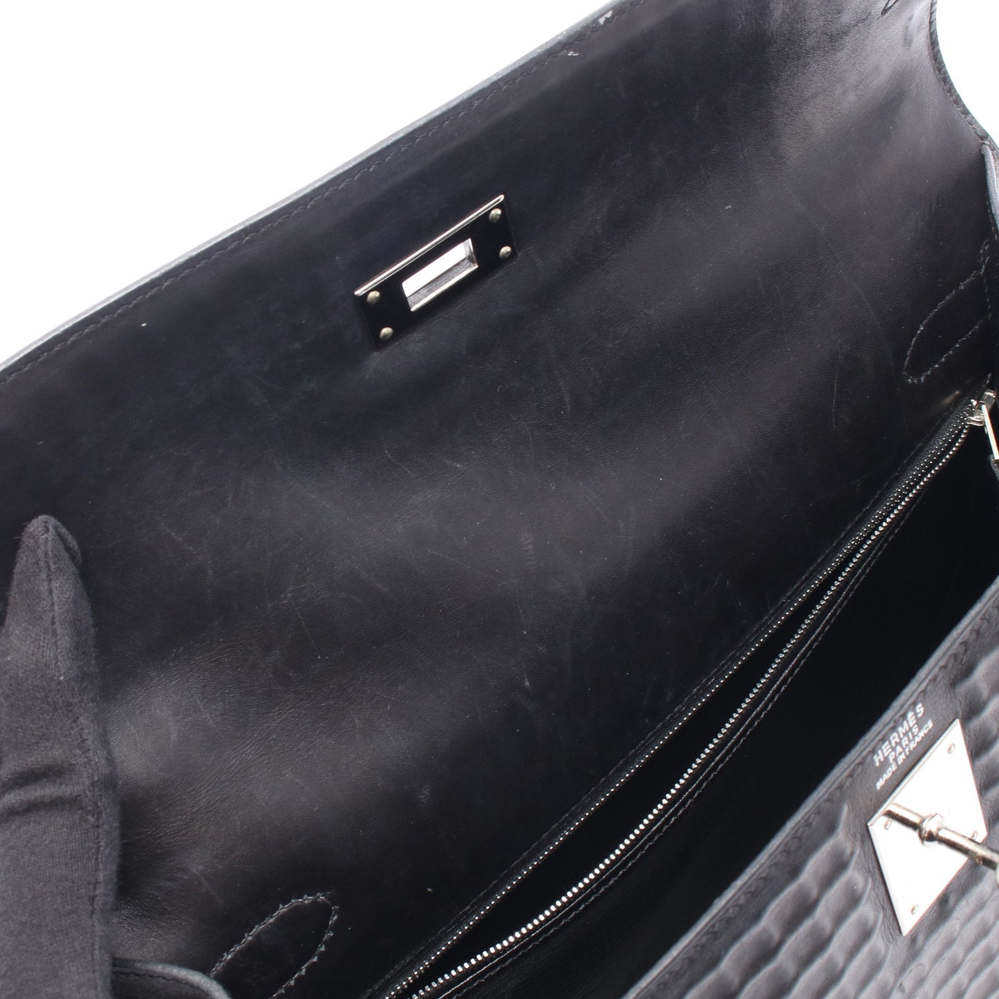 ケリー32 外縫い 2WAY ハンドバッグ ドゥイッチ ブラック シルバー金具 □G刻印 エルメス バッグ HERMES