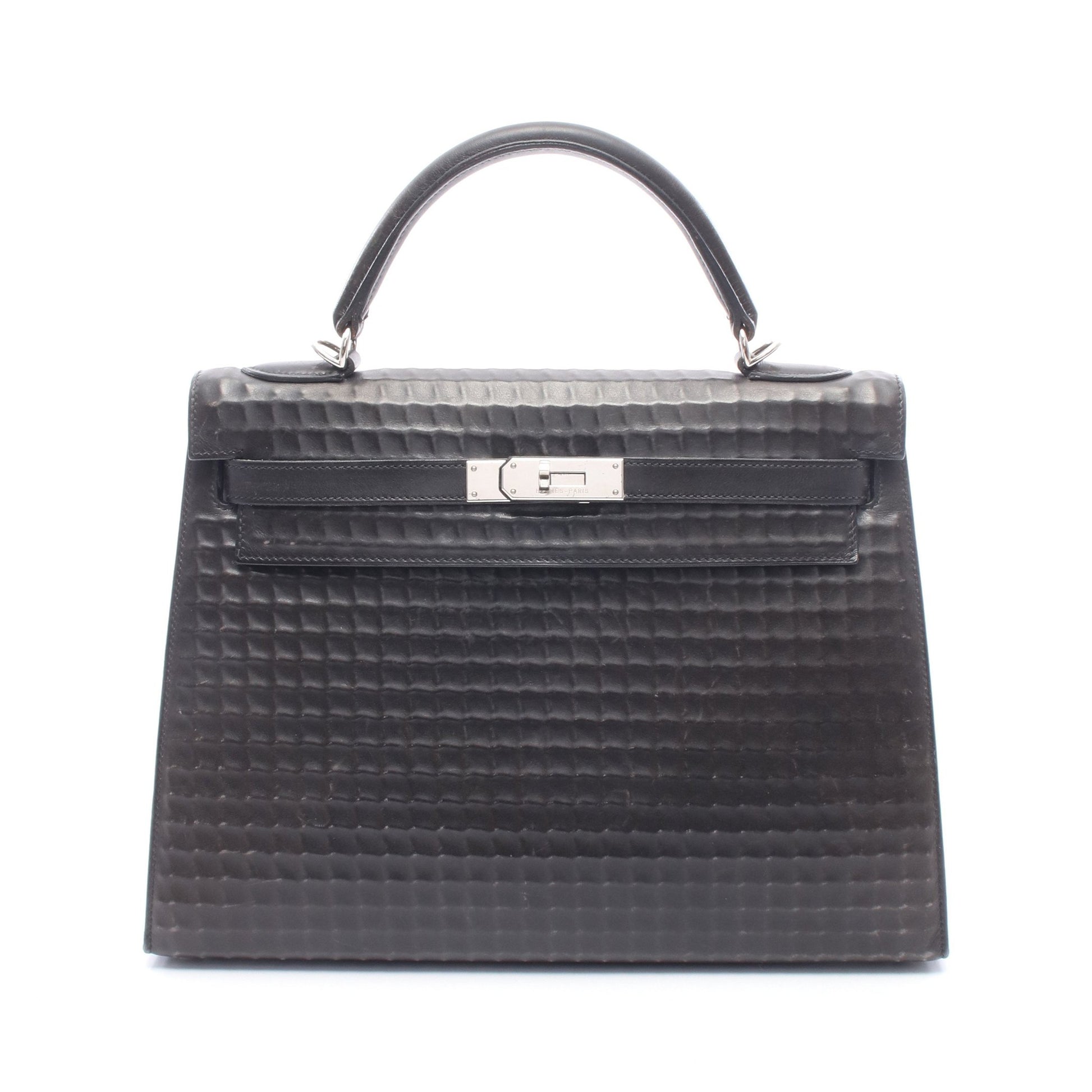 ケリー32 外縫い 2WAY ハンドバッグ ドゥイッチ ブラック シルバー金具 □G刻印 エルメス バッグ HERMES