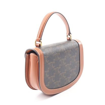 ミニ ブザス クレア トリオンフ 2WAY ハンドバッグ PVC レザー ブラック ブラウン セリーヌ バッグ CELINE