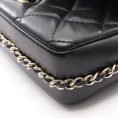 マトラッセ スモールフラップ チェーンショルダーバッグ ラムスキン ブラック ゴールド金具 シャネル バッグ CHANEL