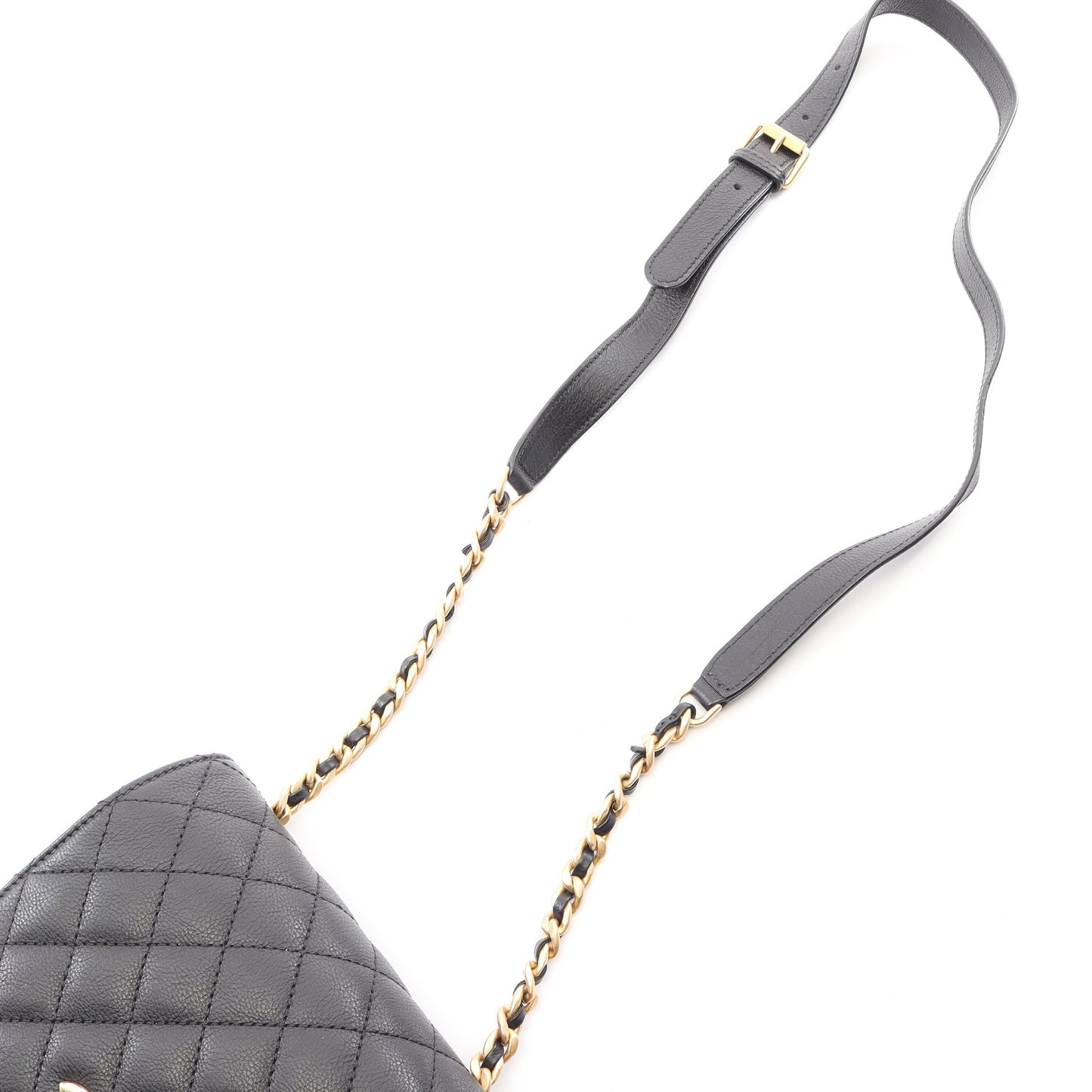 マトラッセ スモールフラップ チェーンショルダーバッグ キャビアスキン ブラック ゴールド金具 シャネル バッグ CHANEL