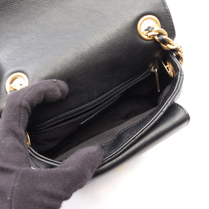 マトラッセ スモールフラップ チェーンショルダーバッグ キャビアスキン ブラック ゴールド金具 シャネル バッグ CHANEL