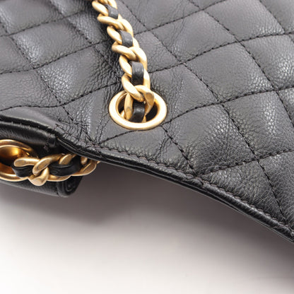 マトラッセ スモールフラップ チェーンショルダーバッグ キャビアスキン ブラック ゴールド金具 シャネル バッグ CHANEL