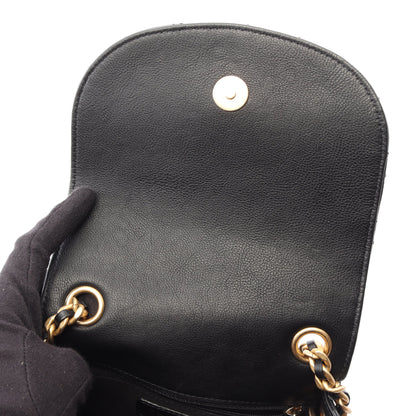 マトラッセ スモールフラップ チェーンショルダーバッグ キャビアスキン ブラック ゴールド金具 シャネル バッグ CHANEL