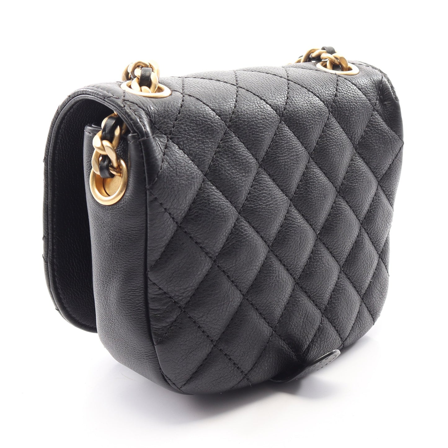 マトラッセ スモールフラップ チェーンショルダーバッグ キャビアスキン ブラック ゴールド金具 シャネル バッグ CHANEL