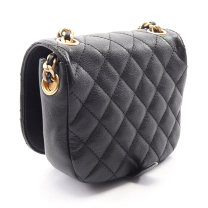 マトラッセ スモールフラップ チェーンショルダーバッグ キャビアスキン ブラック ゴールド金具 シャネル バッグ CHANEL