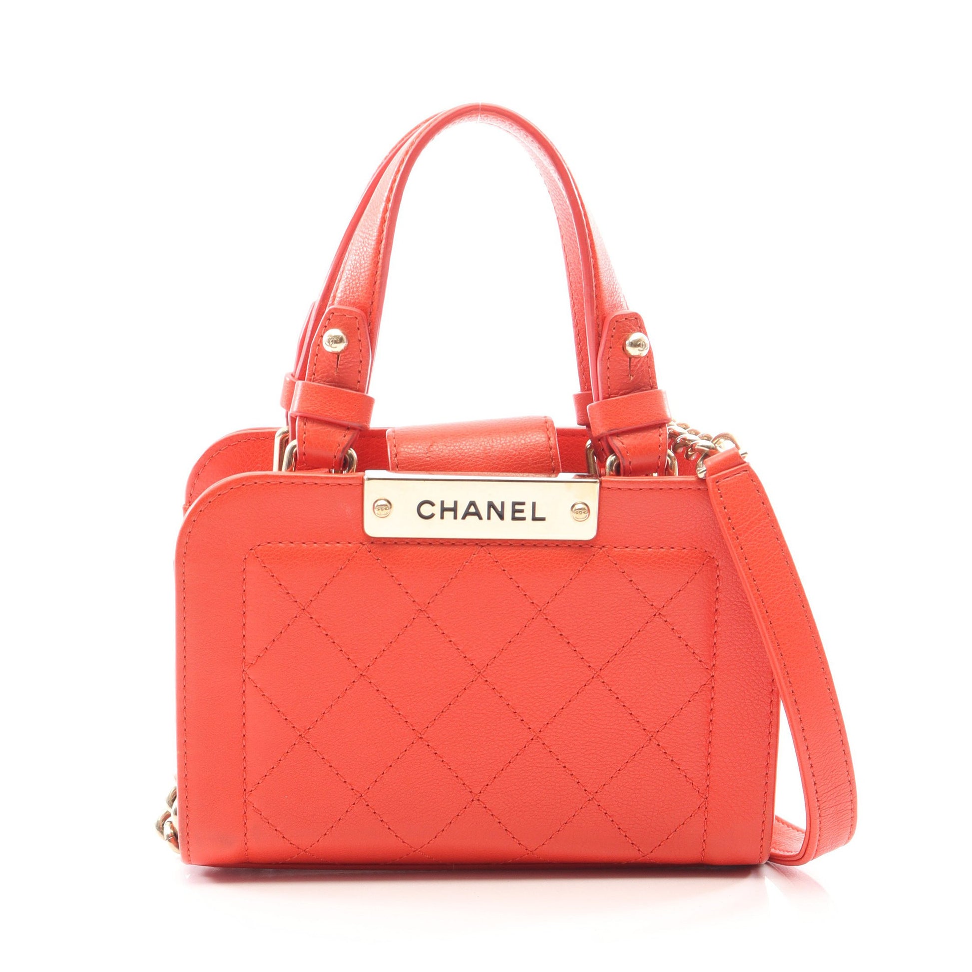 マトラッセ 2WAY チェーンショルダーバッグ レザー レッド ゴールド金具 シャネル バッグ CHANEL