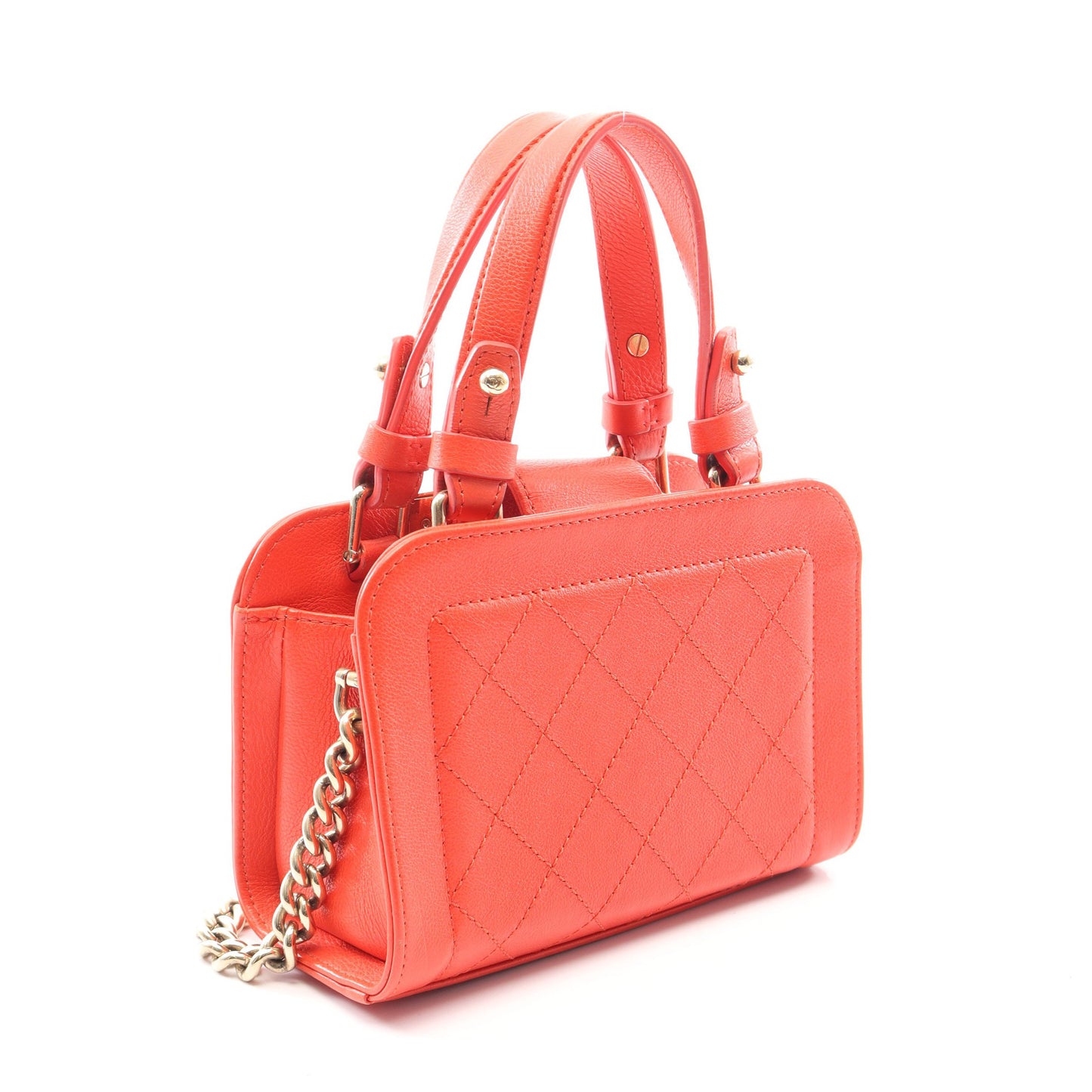 マトラッセ 2WAY チェーンショルダーバッグ レザー レッド ゴールド金具 シャネル バッグ CHANEL