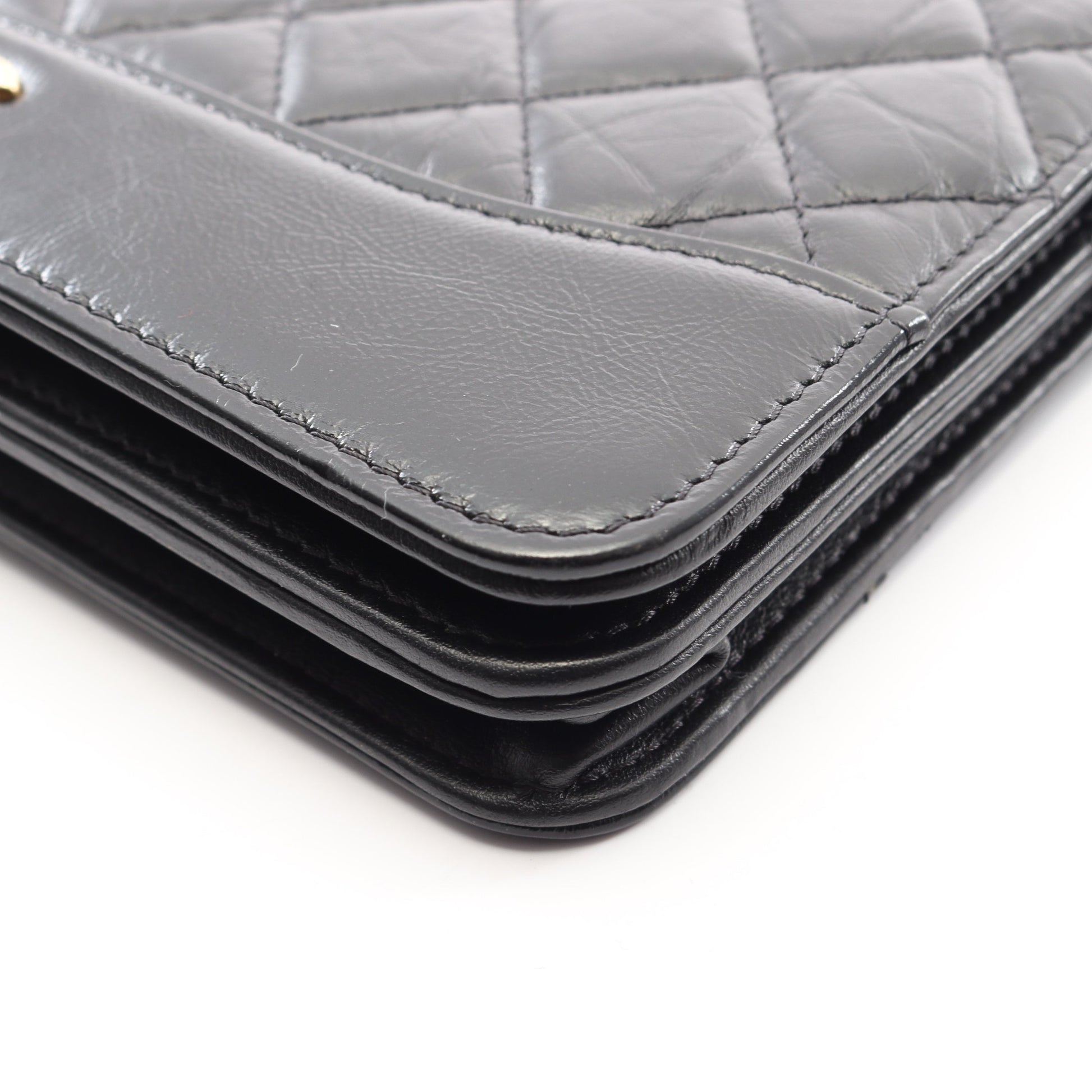 ガブリエル ドゥ シャネル コンビ金具 チェーンウォレット シャイニーカーフスキン ブラック シャネル バッグ CHANEL