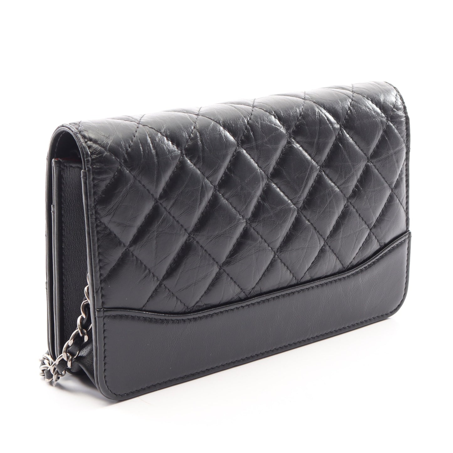 ガブリエル ドゥ シャネル コンビ金具 チェーンウォレット シャイニーカーフスキン ブラック シャネル バッグ CHANEL
