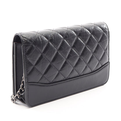 ガブリエル ドゥ シャネル コンビ金具 チェーンウォレット シャイニーカーフスキン ブラック シャネル バッグ CHANEL